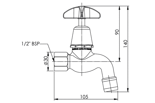 School Pattern Bib Tap - FI Aerated - Jumper Valve