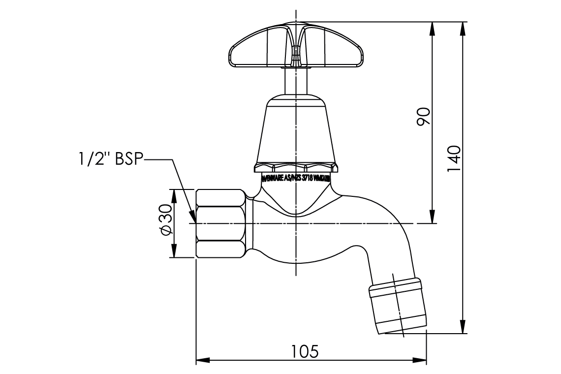 School Pattern Bib Tap - FI Aerated - Jumper Valve