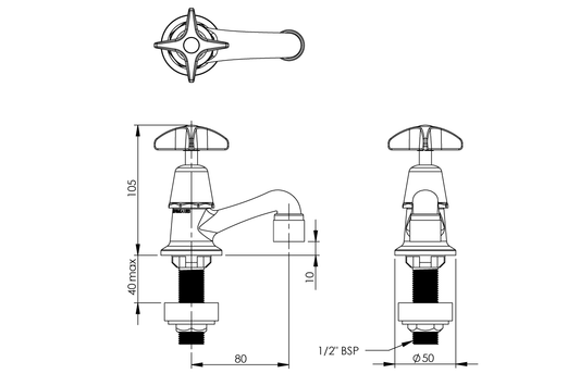School Pattern Pillar Tap Aerated Outlet - Jumper Valve - NSW School Specification
