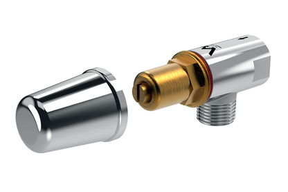 Screw Operated 15mm Cistern Tap with Cover - Jumper Valve - Chrome Plated