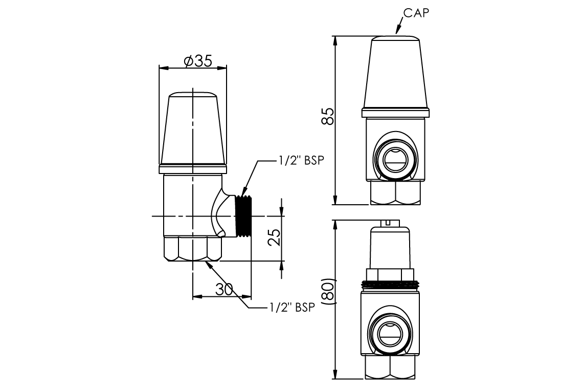 School Pattern: Screw Operated 15mm Cistern Tap with Cover - Jumper Valve - Chrome Plated