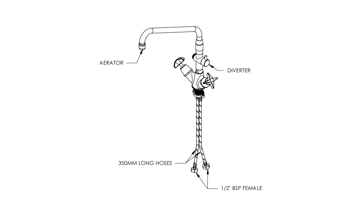 School Pattern Dual Mixer Diverter with SP012 Spout