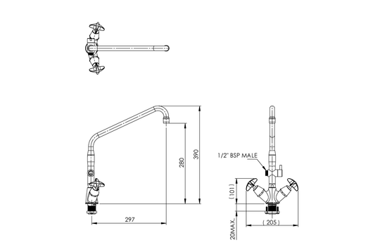 School Pattern Dual Mixer Diverter with SP012 Spout