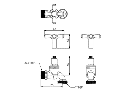 Key Operated Hose Tap - MI 20mm  & Key - Jumper Valve