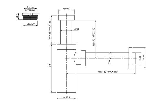 Bottle Trap Chrome 40mm