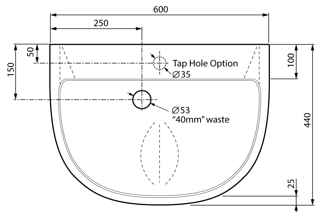 Wellbeing Clinical Wash Basin 600mm