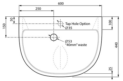 Wellbeing Clinical Wash Basin 600mm