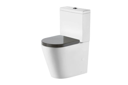 Wellbeing Back-to-Wall Close-Coupled Toilet Suite - Raised Height with Grey Double Flap Soft-Close Seat