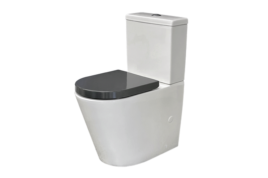 Wellbeing Back-to-Wall Close-Coupled Toilet Suite - Raised Height with Grey Double Flap Soft-Close Seat (1)