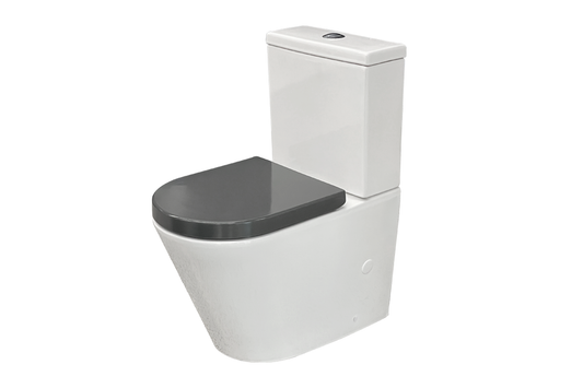 Wellbeing Back-to-Wall Close-Coupled Toilet Suite - Standard Height with Grey Double Flap Soft Close Seat (1)