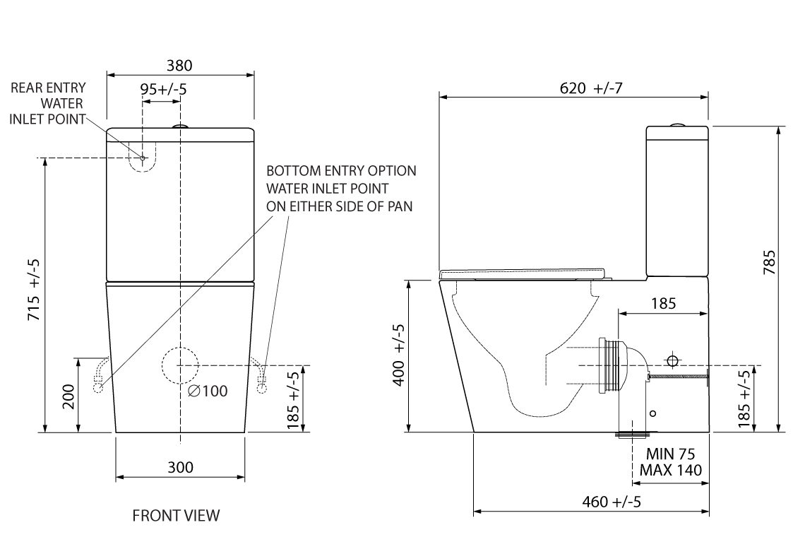 Wellbeing Back-to-Wall Close-Coupled Toilet Suite - Standard Height with Grey Double Flap Soft Close Seat
