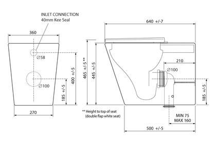 Wellbeing Wall Faced Toilet Pan Raised Height with Grey Soft-Close Seat