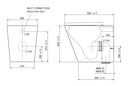 Wellbeing Wall Faced Toilet Pan Standard Height with Single Flap Seat