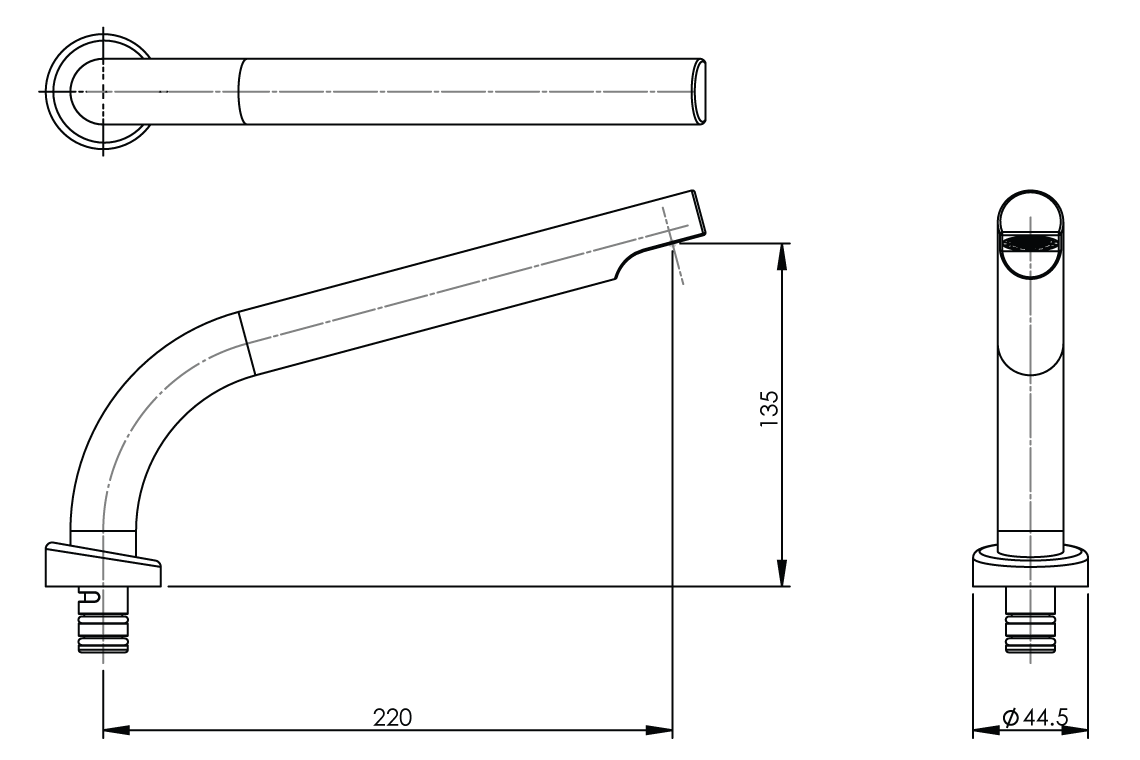 220mm Spout for Dual Mixer