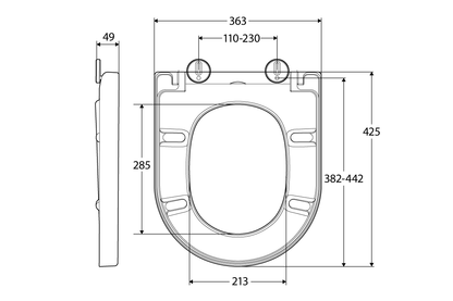 Double Flap Grey Soft Close Seat - Suit Wellbeing Toilets