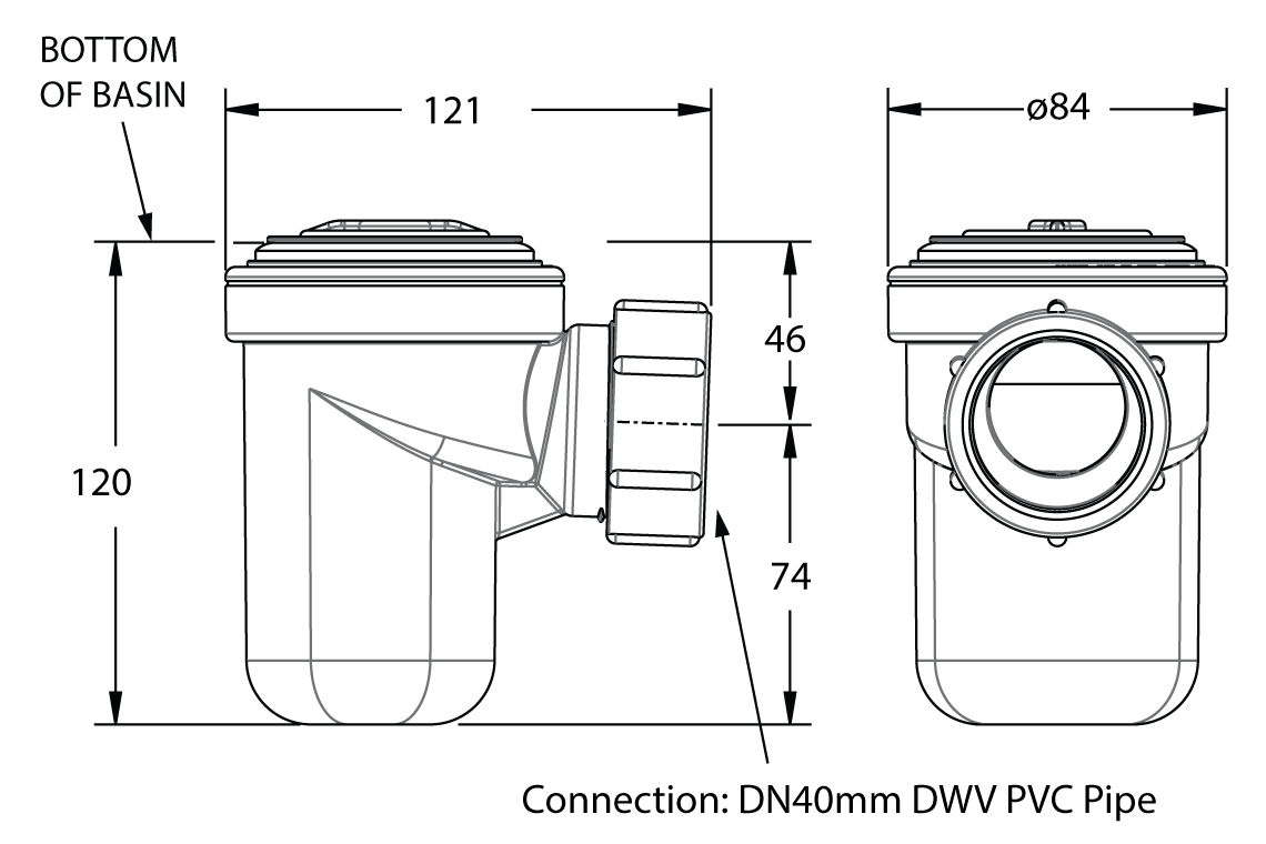 Microtrap 40mm with Plug and Waste