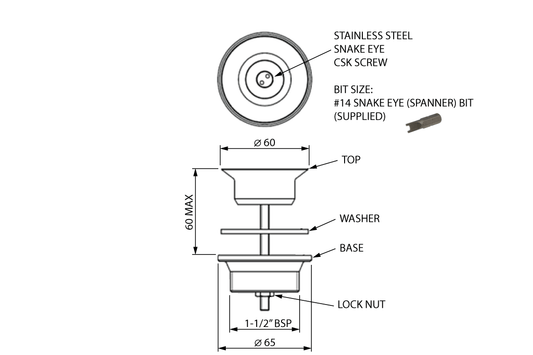 Security Waste Chrome 40mm Anti Ligature