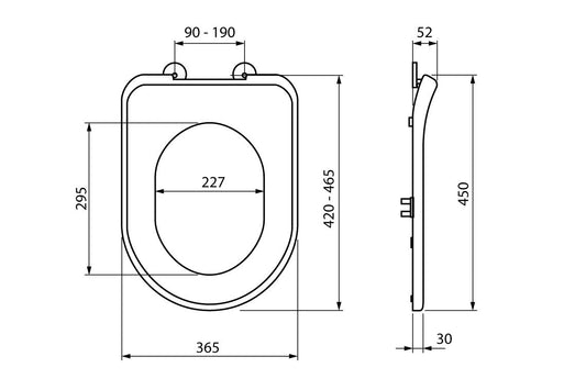 Toilet Seat Grey No Lid Suit Wellbeing 800 and WB-WC Toilets