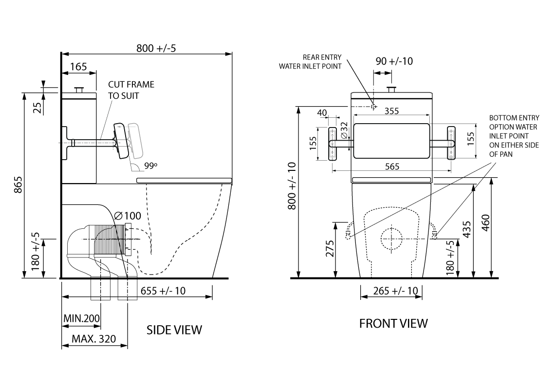 Wellbeing 800 Close Coupled Back-to-Wall Toilet Suite with Grey Single Flap Seat and Backrest