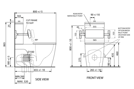 Wellbeing 800 Close Coupled Back-to-Wall Toilet Suite with Grey Single Flap Seat and Backrest