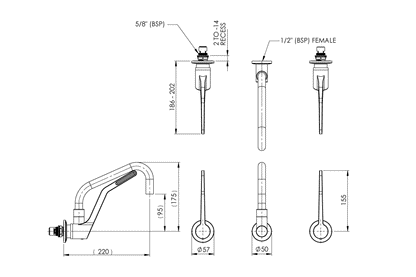 Wellbeing Leva 150mm Recess Wall Set - Standard Sink Spout