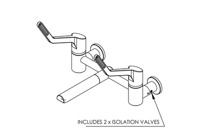Wellbeing Leva 150mm Type 56 Wall Mounted Exposed Mixing Set with Straight Spout & Isolation Valves