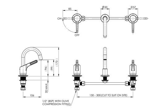 Wellbeing Leva 80mm Lever Basin Set