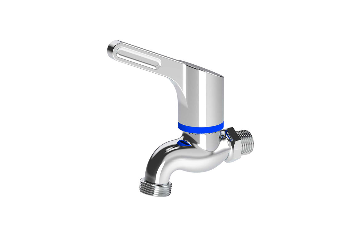 Wellbeing Leva Hose Cock 80mm lever 1/2" BSP MI x 3/4" BSP MI Outlet