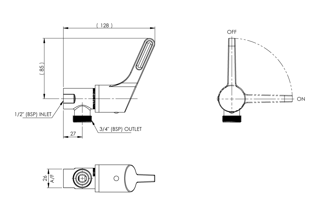 Wellbeing Leva 80mm Washing Machine Tap