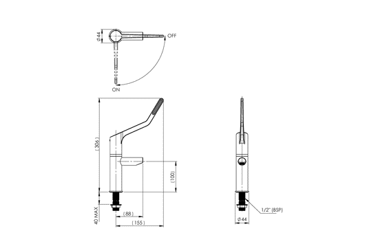 Wellbeing Leva 150mm Lever Pillar Tap - Jumper Valve 1/4 Turn