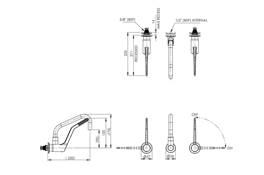 Wellbeing Leva 150mm Recess Wall Set - Jumper Valve - Standard Sink Spout