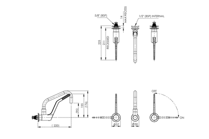 Wellbeing Leva 150mm Recess Wall Set with Standard Sink Spout - Jumper Valve