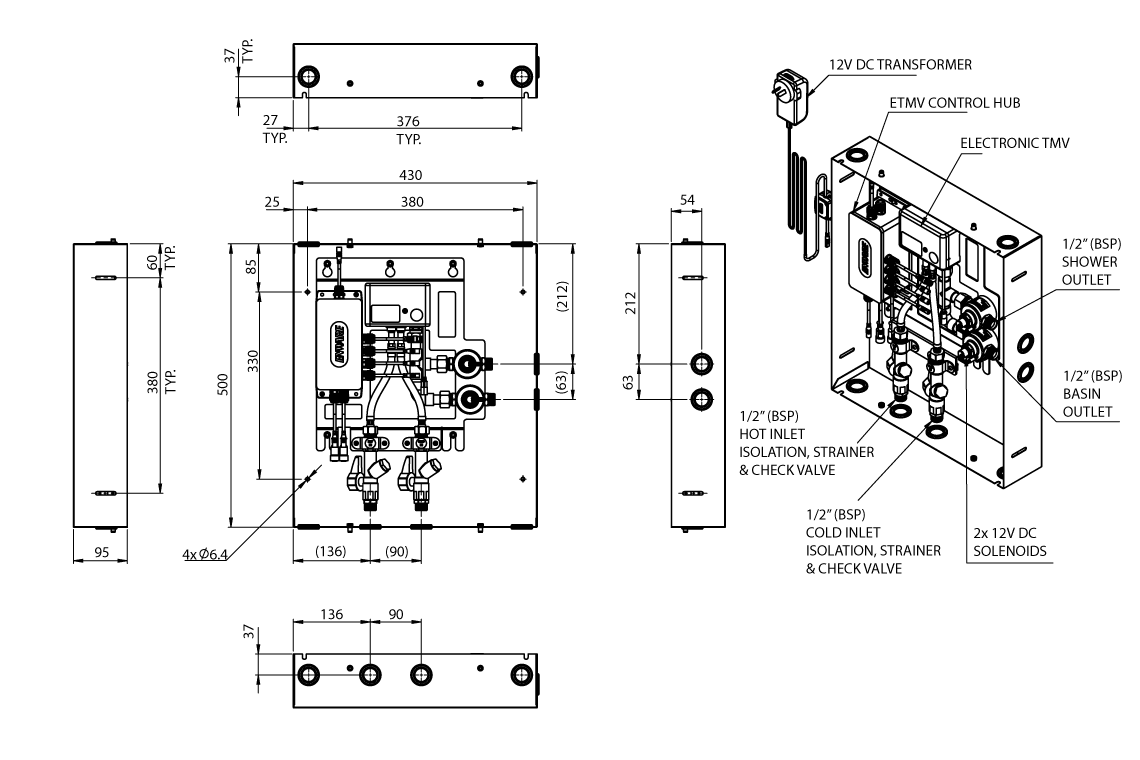 Custodian Smart Board in 430 x 500 Lockable SS Wall Cabinet