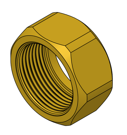 Brass Nut - 1.28" x 14 TPI Suits Hydrus Water Meter DN20