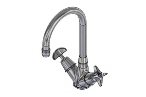 School Pattern Dual Mixer with SP020 Swivel Spout - 1/2 Turn Ceramic Disc