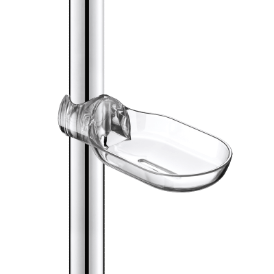 Clip-On Clear Soap Holder Attachment for Grab Rail 25/32mm